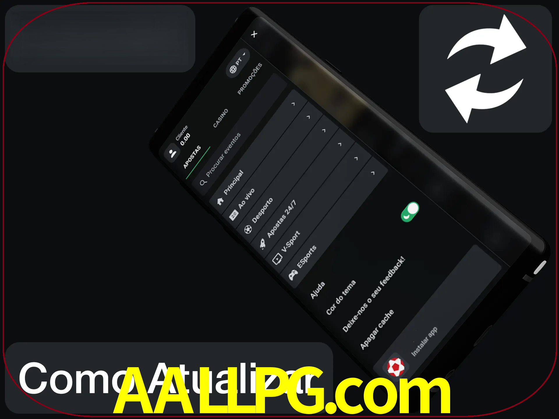 O aplicativo é atualizado automaticamente quando você faz o login.