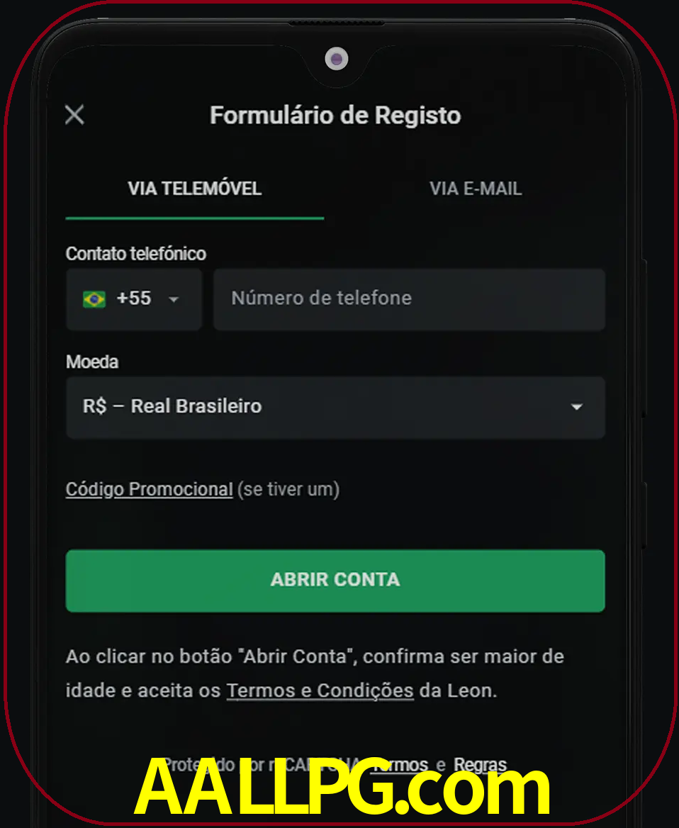 Abra o aplicativo e inicie o processo de registro.